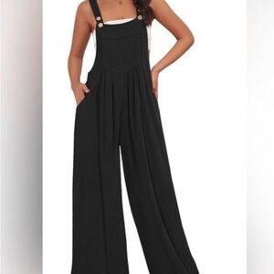 Wide-Leg Black Jumpsuit Overalls